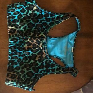 Sports bra- blue leopard/ sequin- small